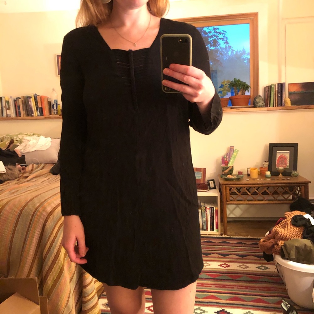 Long sleeve, black dress